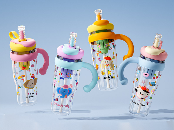 40oz Cute Plastic Water Bottles with Handle 